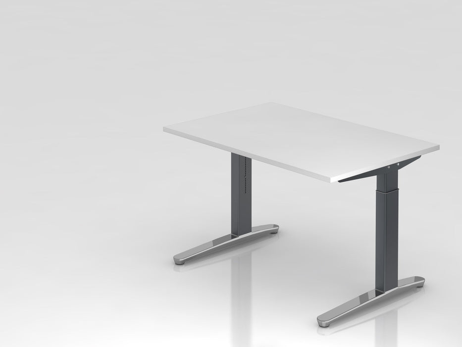 Hammerbacher | Schreibtisch C-Fuß 120x80cm Weiß / Graphit poliert