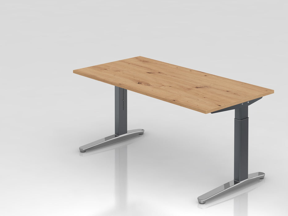 Hammerbacher | Schreibtisch C-Fuß 160x80cm Asteiche / Graphit poliert