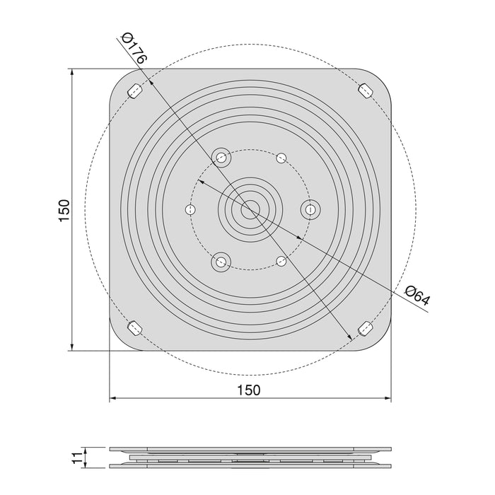 drehbarer Sockel Giro 4, 100Kg, Stahl, Verzinkt