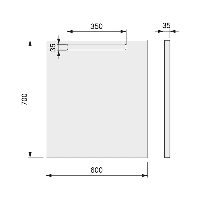 Badezimmerspiegel Pegasus LED-Frontbeleuchtung, rechteckig 600x700mm, AC 230V 50Hz, 6W, Aluminium Glas