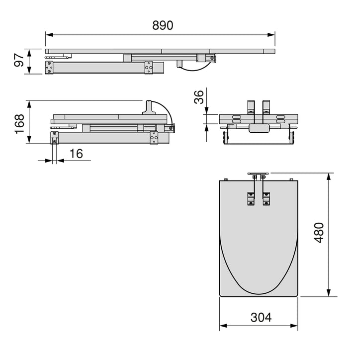 Bügelbrett Iron 2, klapp- ausziehbar Stahl Holz