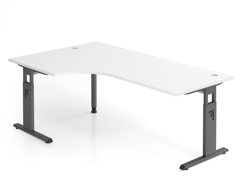 Hammerbacher | Winkeltisch C-Fuß 200x120cm 90° Weiß / Graphit