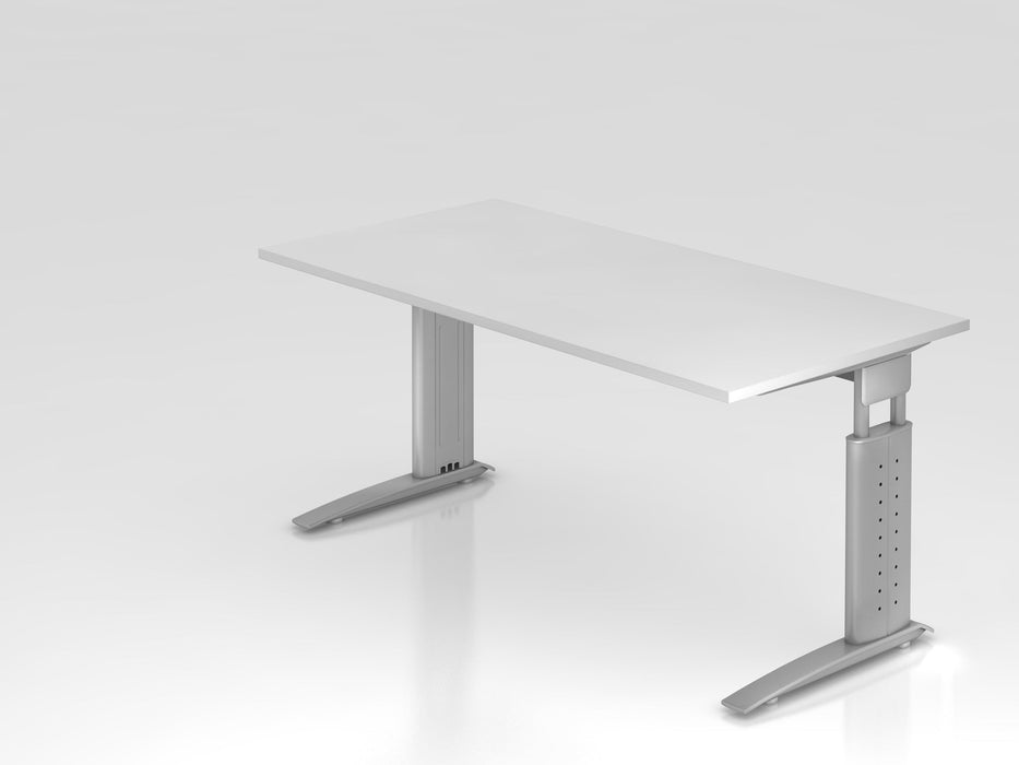 Hammerbacher | Schreibtisch C-Fuß 160x80cm Weiß / Silber