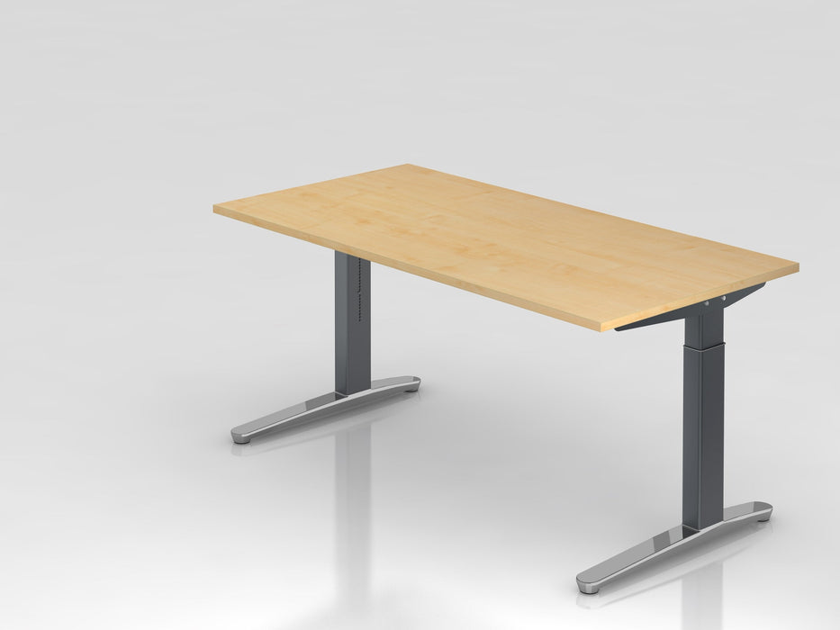 Hammerbacher | Schreibtisch C-Fuß 160x80cm Ahorn / Graphit poliert