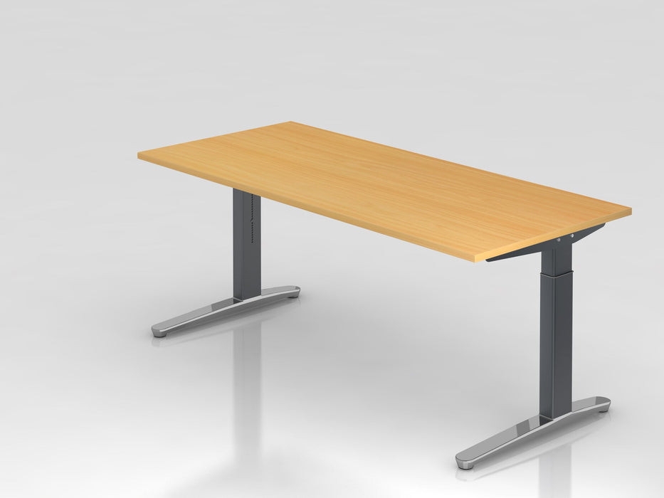 Hammerbacher | Schreibtisch C-Fuß 180x80cm Buche / Graphit poliert