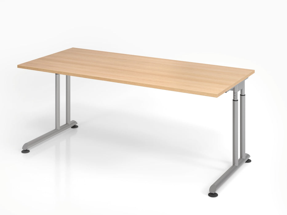 Hammerbacher | Schreibtisch C-Fuß 180x80cm Eiche / Silber