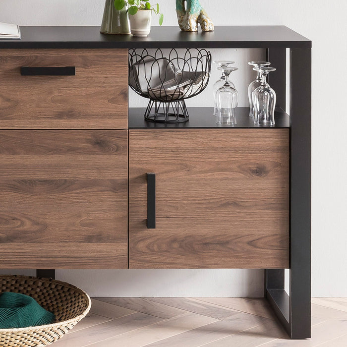 Hometrend | NORDI 084 Sideboard | Dekor Okapi Nuss / Schwarz-Okapi Nuss