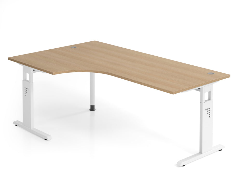 Hammerbacher | Winkeltisch C-Fuß 200x120cm 90° Eiche / Weiß