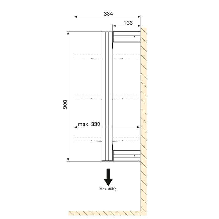 Set aus Zero modulares Rahmen set Wandbefestigung, Aluminium Zamak, Tiefschwarz lackiert texturiert