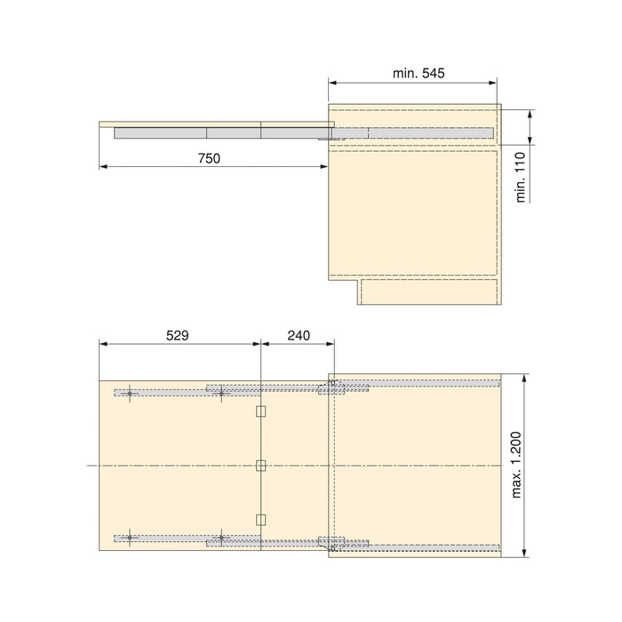 Führung Coktail Reverse H35, ausziehbaren Tisch, Aluminium, Edelstahl eloxiert