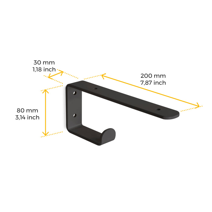 Satz träger-Set Regale in Holz Shelf integriertem Aufhänger, Stahl, Schwarz