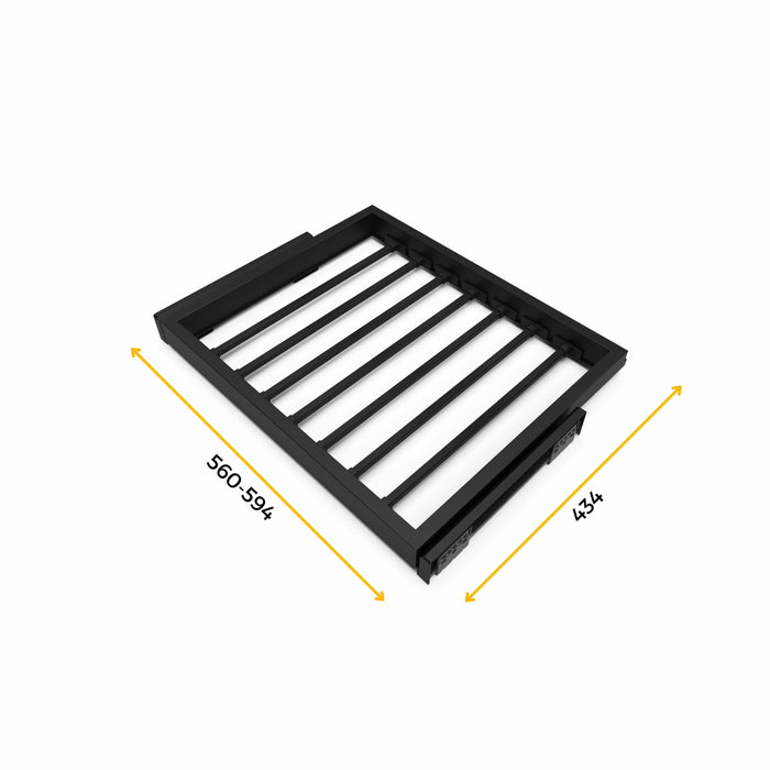 Set aus 7 Hosenträgern sanft schließendem Gleitrahmen Kleiderschränke, verstellbar, Modul 600mm, Schwarz texturiert