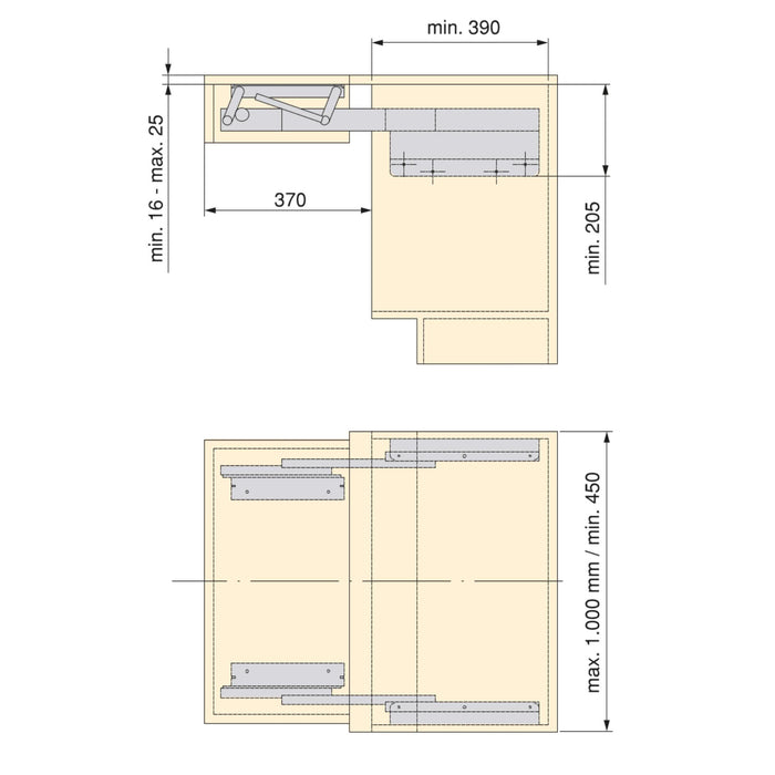 Führung Oplà Folding+39 ausziehbaren hochkplappbaren Tisch, Aluminium, Edelstahl eloxiert