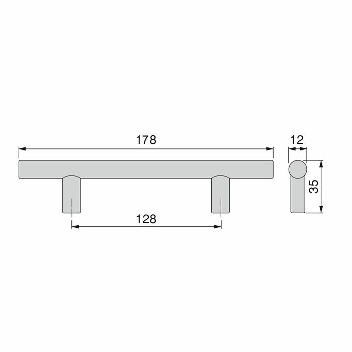 Lot von 10 Möbelgriffe Orlando, L178mm, 128mm Achsenabstand, Stahl, Nickel satiniert