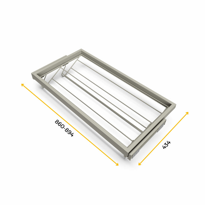 Set aus Metall Schuh-Regal set Rahmen sanften Schließen Auszüge Garderobe, verstellbar, Modul 900mm, Steingrau