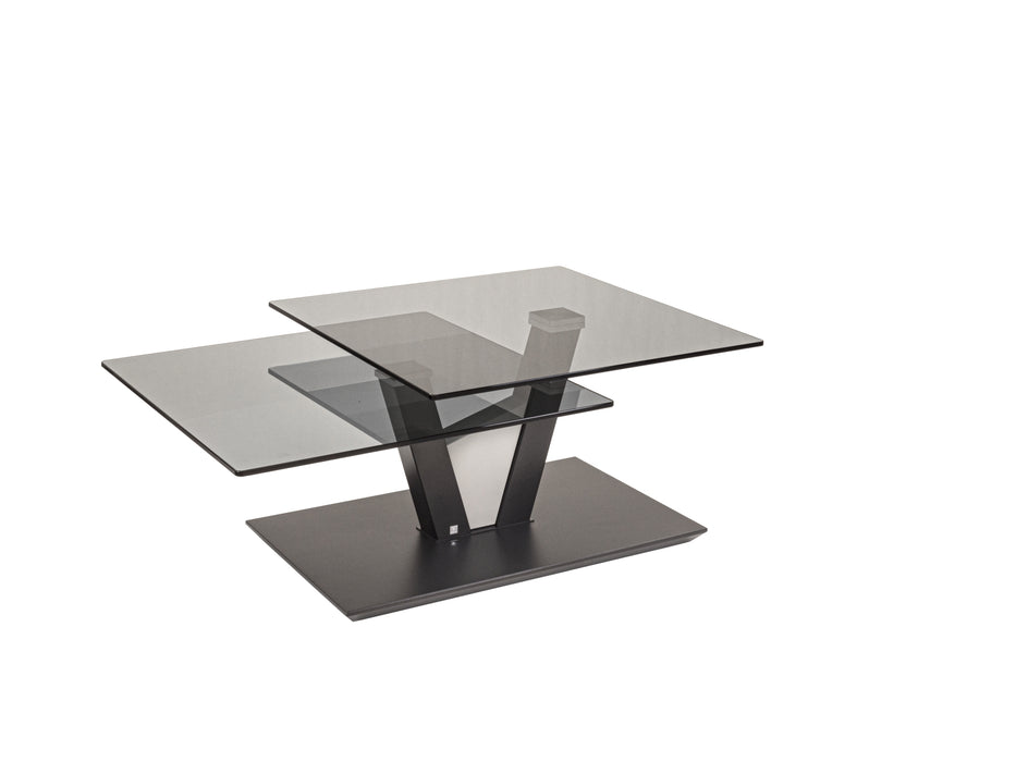 Vierhaus | Couchtisch | 1019-GPA-ANM | Parsolglas grau 10 mm (ESG), obere Glasplatte drehbar