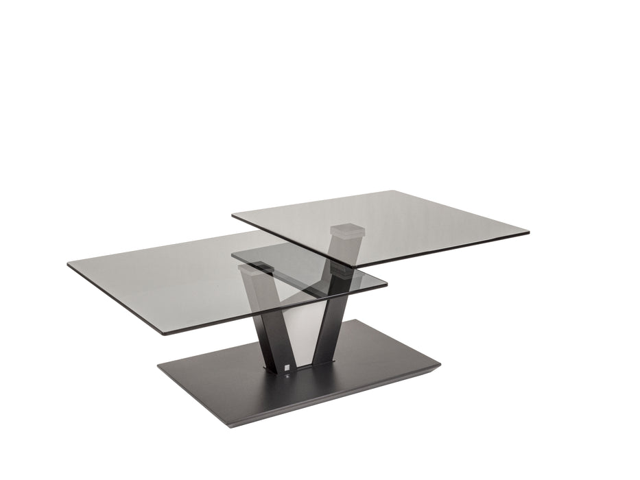 Vierhaus | Couchtisch | 1019-GPA-ANM | Parsolglas grau 10 mm (ESG), obere Glasplatte drehbar