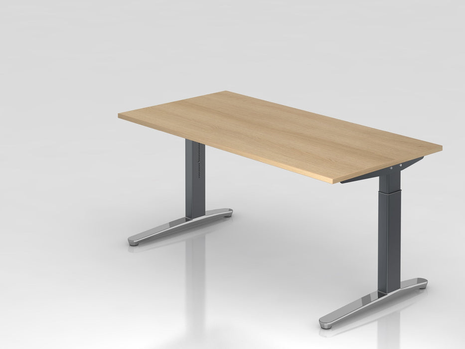 Hammerbacher | Schreibtisch C-Fuß 160x80cm Eiche / Graphit poliert