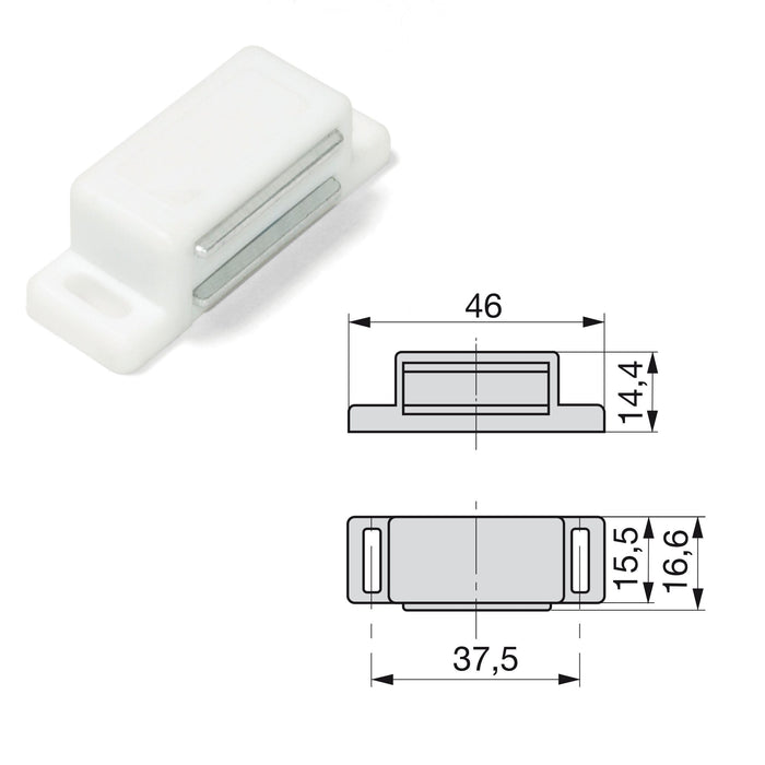 Kit von 20 Magnet-Druckverschluss, Stahl Kunststoff, Weiß