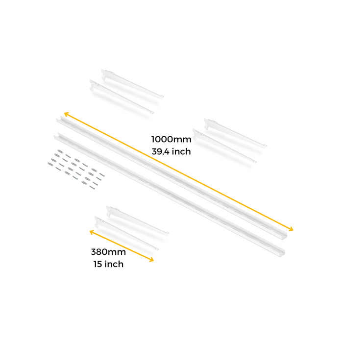 Set aus set 3 Regale Konsolen Jagmet Wandhalterungen, L 380mm, Stahl, Weiß lackiert