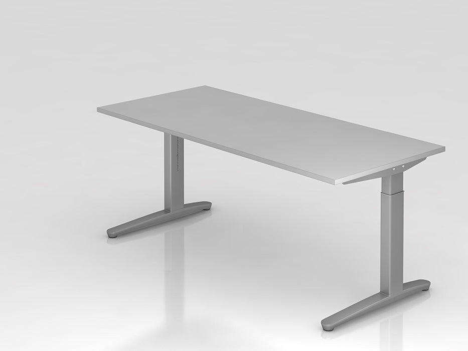 Hammerbacher | Schreibtisch C-Fuß 180x80cm Grau / Silber