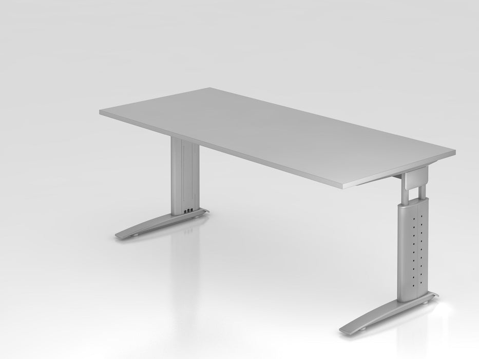 Hammerbacher | Schreibtisch C-Fuß 180x80cm Grau / Silber