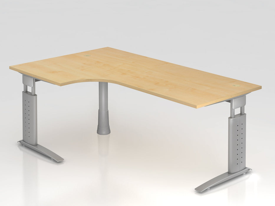 Hammerbacher | Winkeltisch C-Fuß 200x120cm 90° Ahorn / Silber