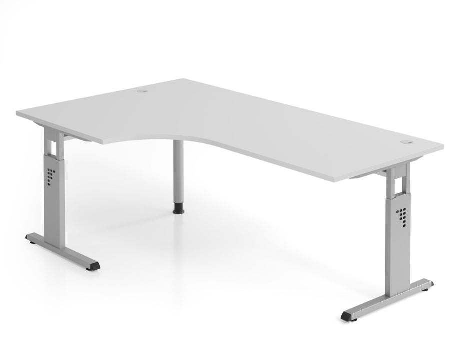 Hammerbacher | Winkeltisch C-Fuß 200x120cm 90° Grau / Silber