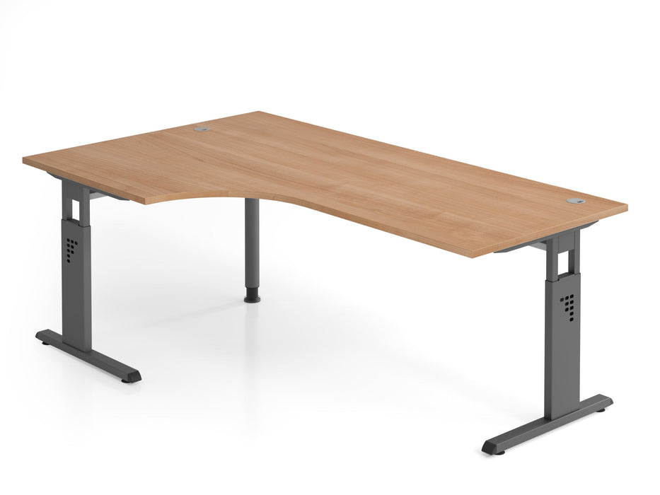 Hammerbacher | Winkeltisch C-Fuß 200x120cm 90° Nussbaum / Graphit