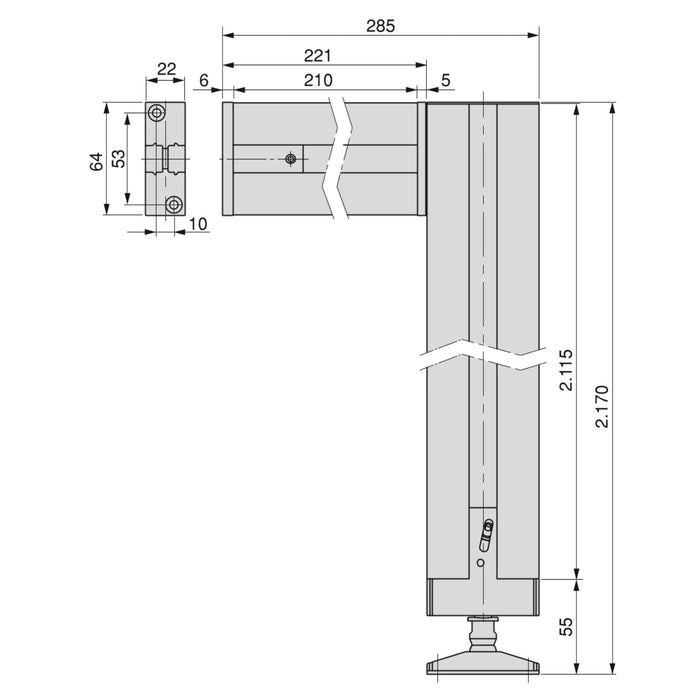 Satz von 2 Zero Rahmen Beschlägen Profilen Boden- Wandmontage, Aluminium Zamak, Schwarz strukturiert