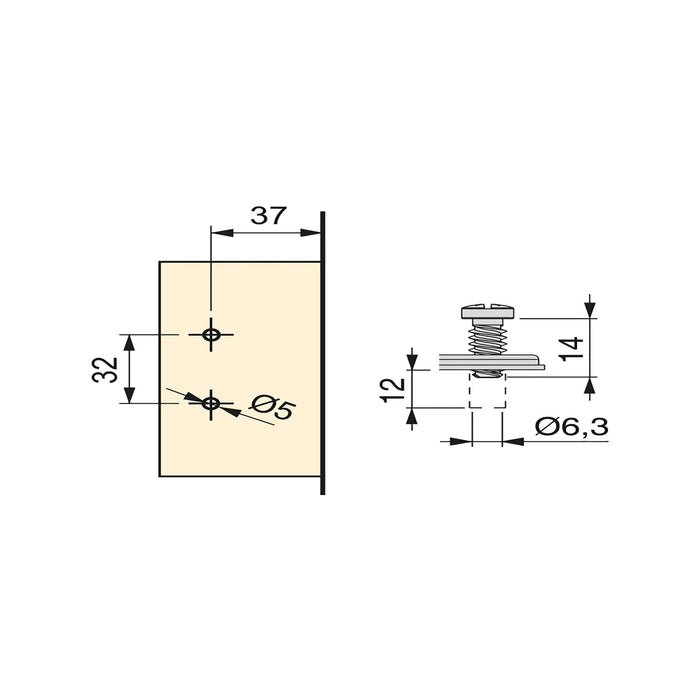 Kit von 10 Topfscharniere X91 Innenanschlag 165 Grad Öffnungswinkel Schließautomatik Kreuzmontageplatten Euroschraube, H 0, Stahl, vernickelt