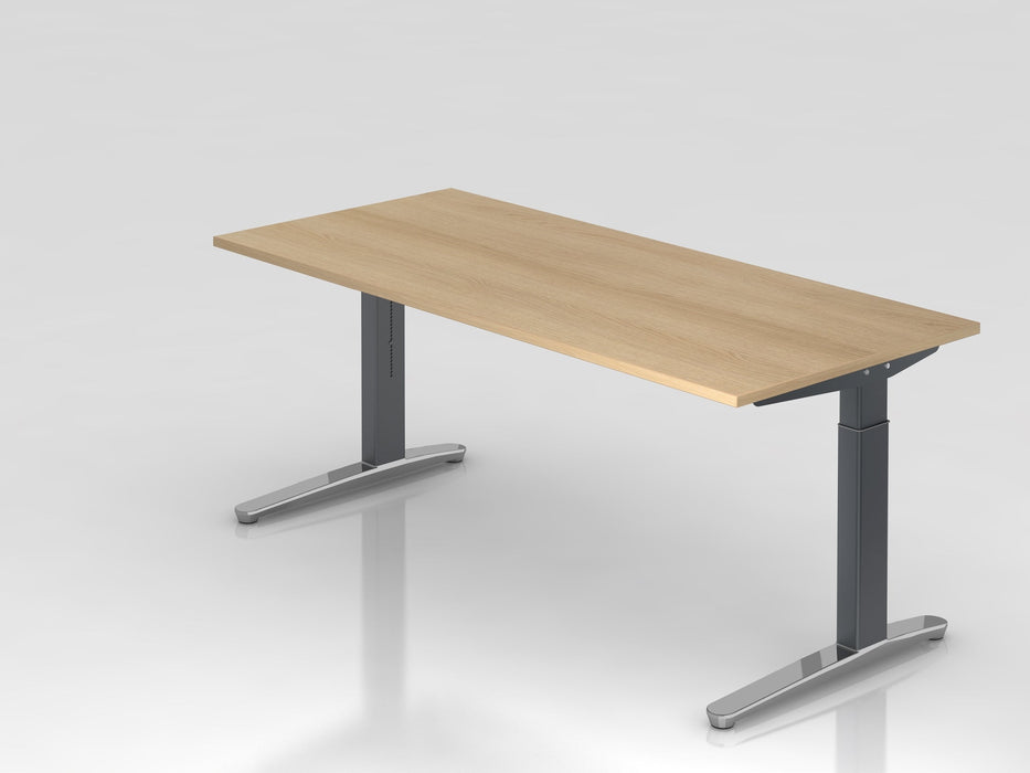 Hammerbacher | Schreibtisch C-Fuß 180x80cm Eiche / Graphit poliert