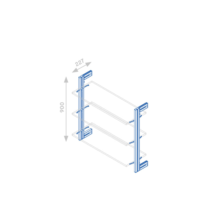 Set aus Zero Modular Frame Set Wandhalterungen, Aluminium Zamak, Steingrau lackiert