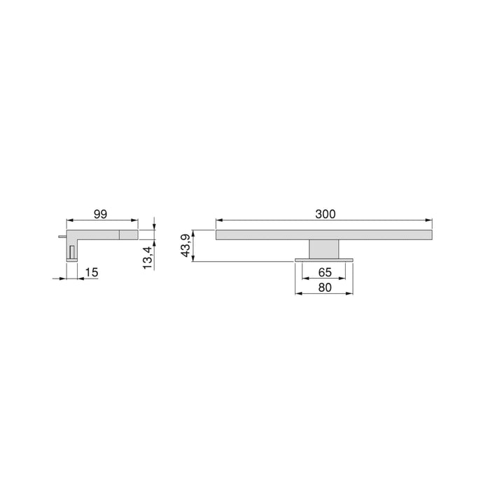 LED-Strahler Virgo Badezimmerspiegel (AC 230V 50Hz), ohne Konverter, L300mm, kaltweißes Licht 6.000K, Kunststoff, Verchromt