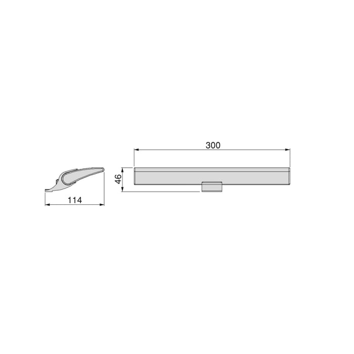 LED-Strahler Aries Badezimmerspiegel (AC 230V 50Hz), ohne Konverter, L300mm, kaltweißes Licht 5.700K, Kunststoff Aluminium, verchromt