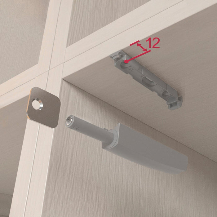 Kit von 10 Druckverschluss Push Lite zum Schrauben, verstellbar, L 80mm, Magnetisch, Kunststoff, Grau
