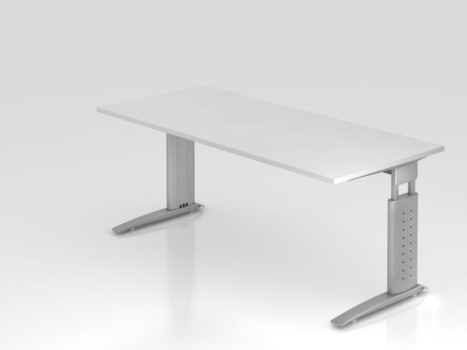 Hammerbacher | Schreibtisch C-Fuß 180x80cm Weiß / Silber