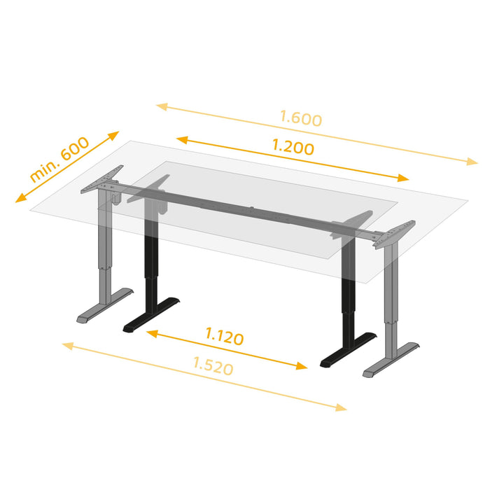 motorisch Hnverstellbares Tischgestellt Lift Table, Stahl, Weiß lackiert