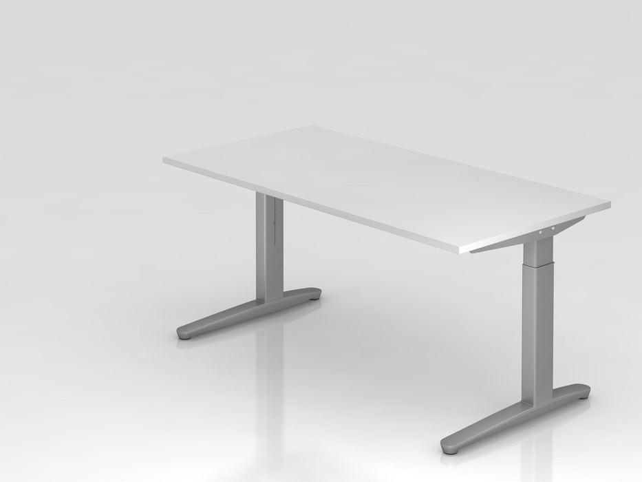 Hammerbacher | Schreibtisch C-Fuß 160x80cm Weiß / Silber