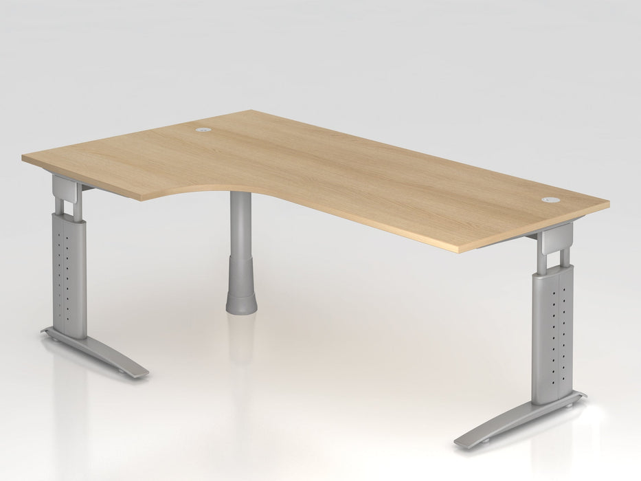 Hammerbacher | Winkeltisch C-Fuß 200x120cm 90° Eiche / Silber