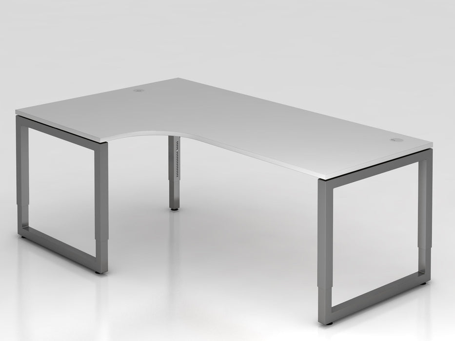 Hammerbacher | Winkeltisch O-Fuß eckig 200x120cm Grau / Graphit