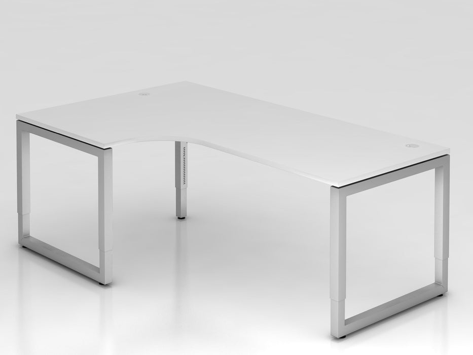 Hammerbacher | Winkeltisch O-Fuß eckig 200x120cm 90° Weiß