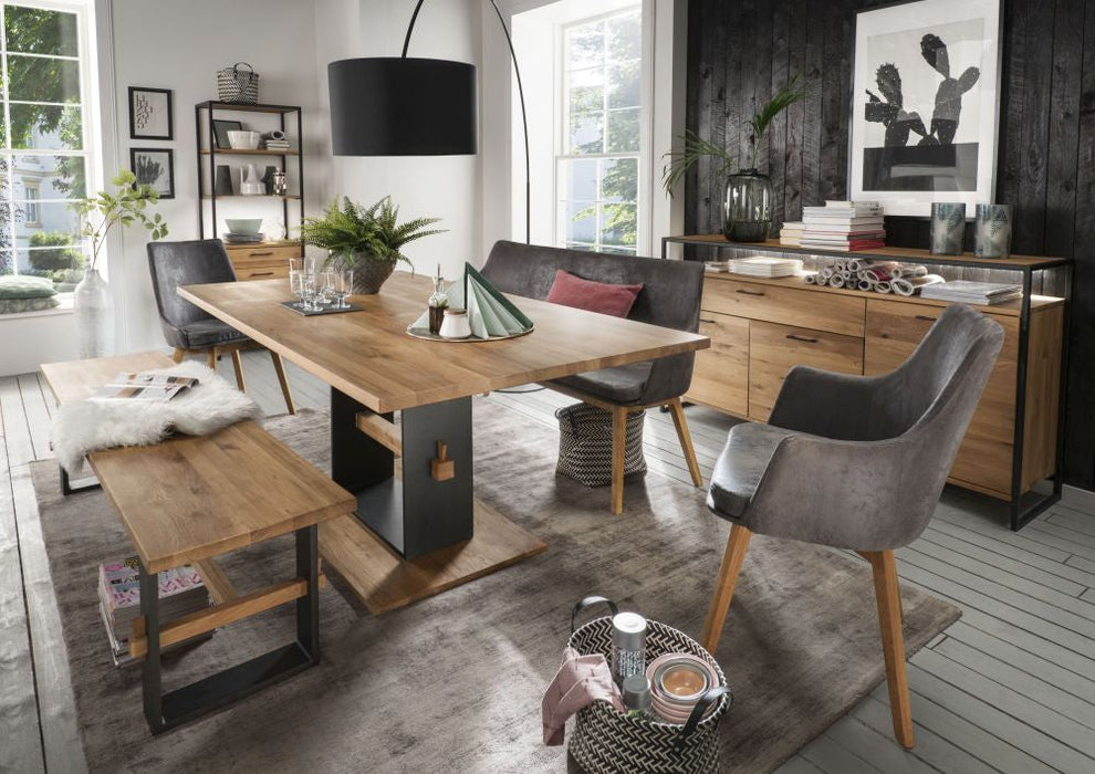 Gradel | Frame | 0275 | Bank Larissa Mikrofaser grau | 180x92x61 | Wildeiche natur