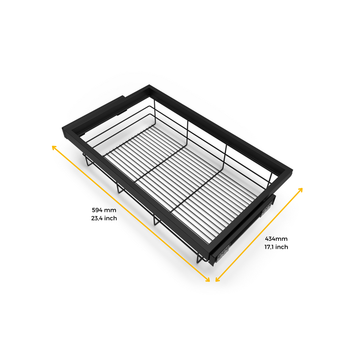 Set aus Drahtkorb- Gleitrahmenset sanftem Schließen Kleiderschrank, verstellbar, Modul 600mm, Steingrau