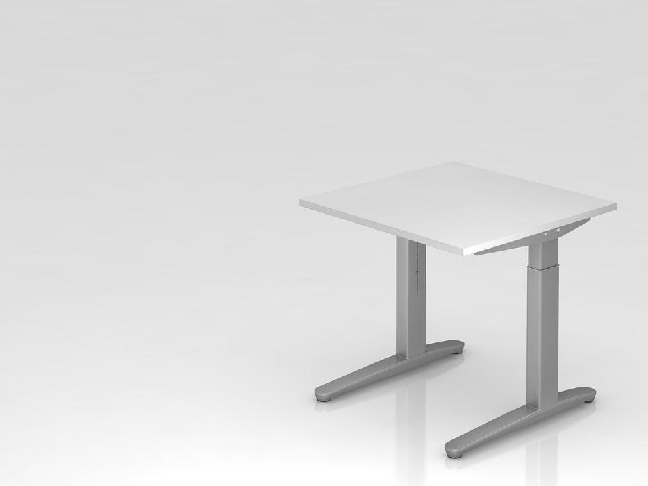 Hammerbacher | Schreibtisch C-Fuß 80x80cm Weiß / Silber