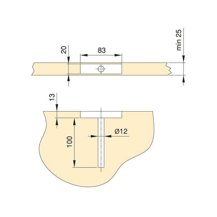 Satz Mirage Verdeckter Holzregalhalter-Satz, Stahl, Verzinkt