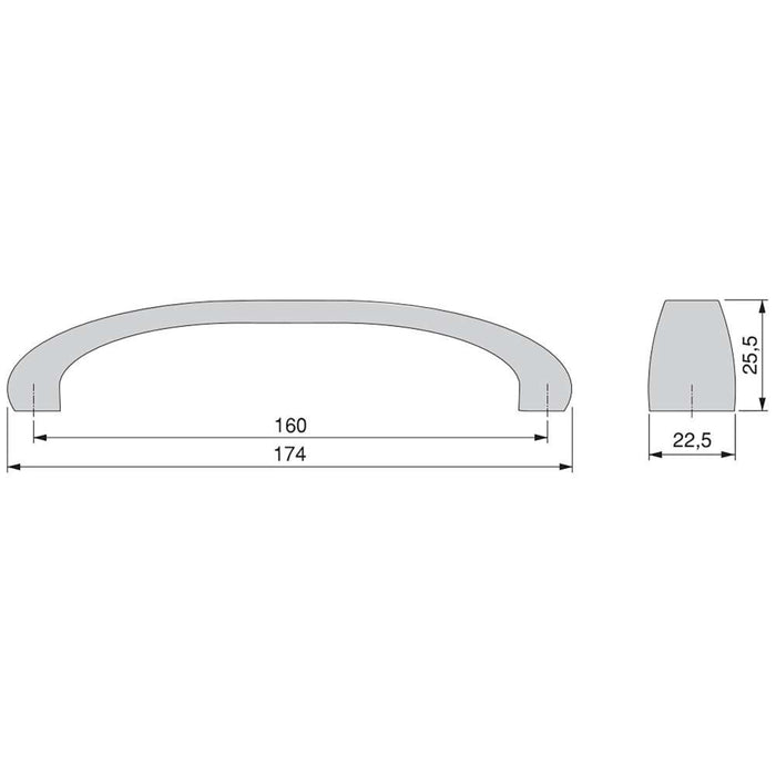 Lot von 20 Möbelgriffe Kyoto, L174mm, 160mm Achsenabstand, Zamak, Nickel satiniert