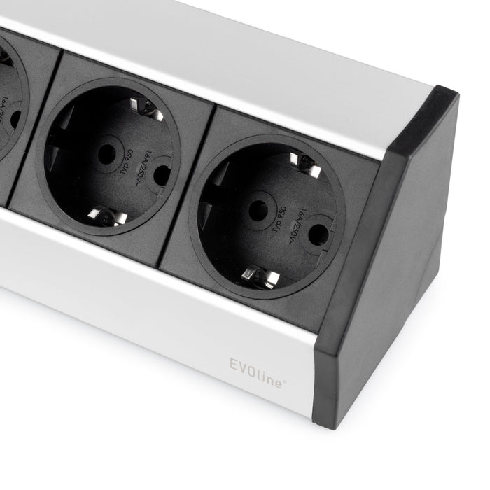 Aufputz-Multistecker V Dock, 3 x Schuko-Steckdose, Kunststoff Aluminium, Matt eloxiert