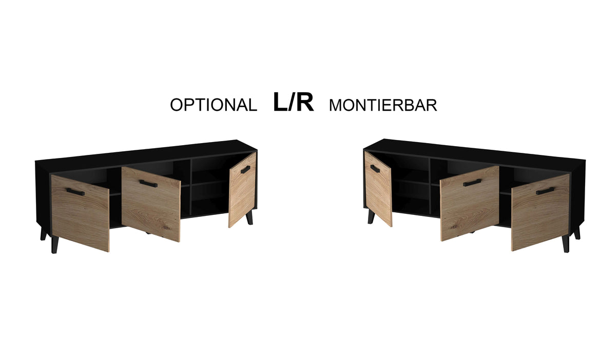 Hometrend | ARTONA 002 TV Lowboard | Dekor Artisan Eiche / Schwarz