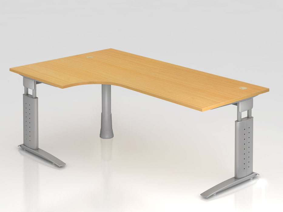 Hammerbacher | Winkeltisch C-Fuß 200x120cm 90° Buche / Silber